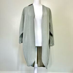 Kori America NWT Boho Oversized Waffle Knit Cardigan Kimono Jacket Medium Gray